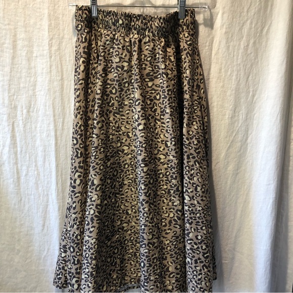 Wild Fable Leopard print a line midi skirt elastic waist and drawstring neon S - Picture 5 of 7